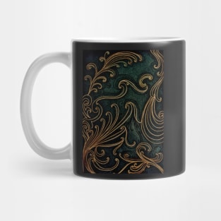 GRAPHITE AND GOLD ABSTRACT SCROLL DESIGN Mug